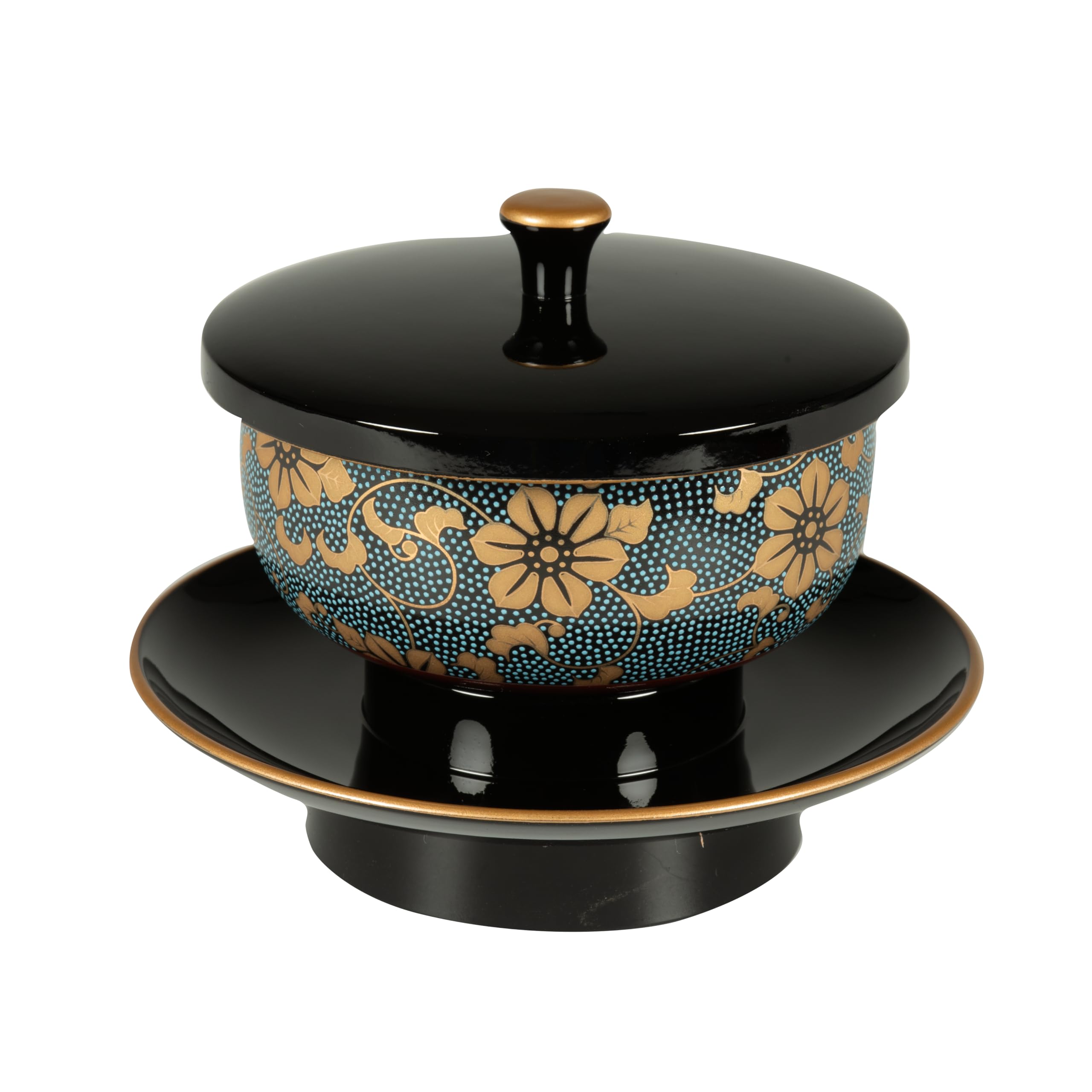 Amazon.co.jp: サンメニー 本格 九谷焼 茶碗 付 茶台 茶托 山中漆器